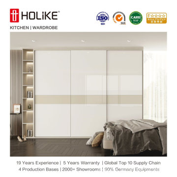 Integrated Cabinet Design Pet Highlight Panel Particle Board Bedroom Wardrobe